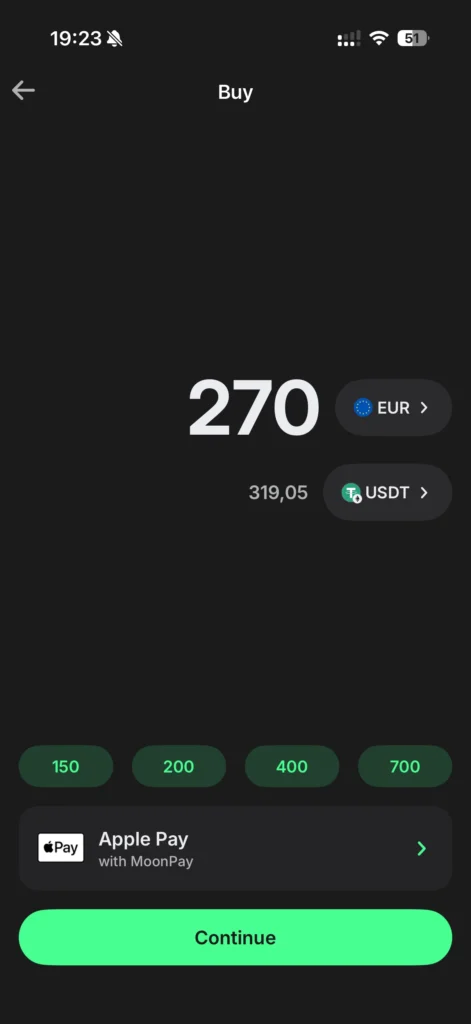 Top up your crypto wallet using a card
