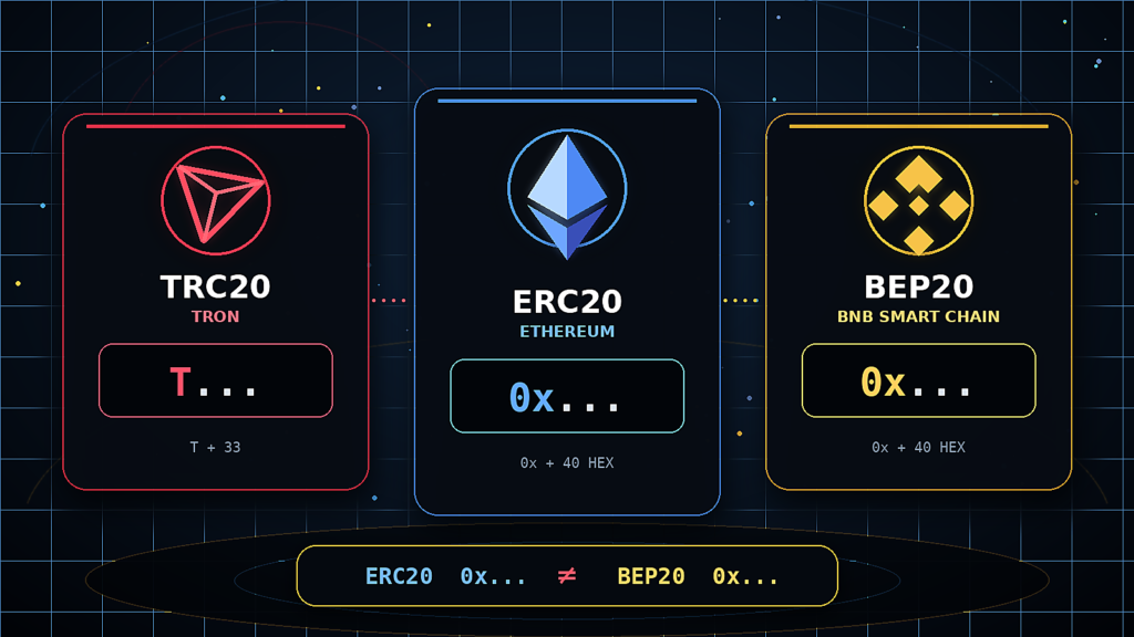 TRC20, ERC20, BEP20